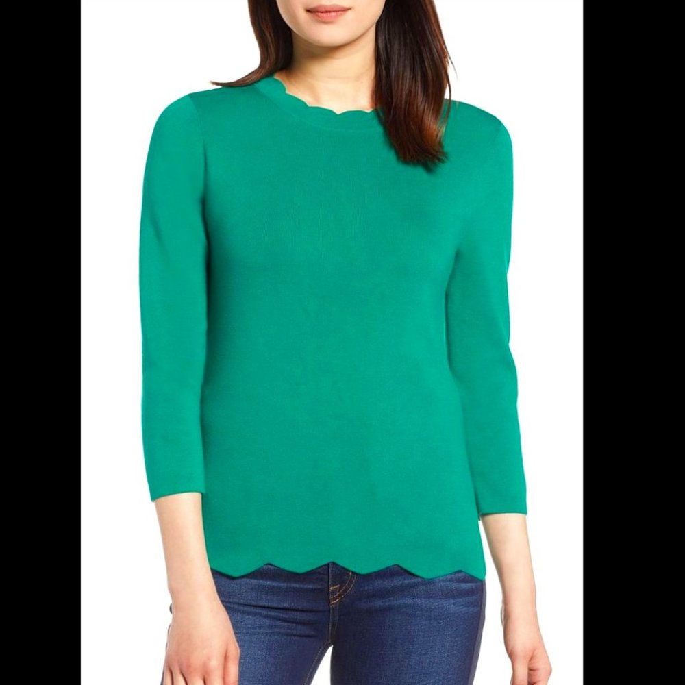 Halogen scallop edge sweater